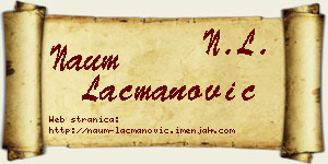 Naum Lacmanović vizit kartica
